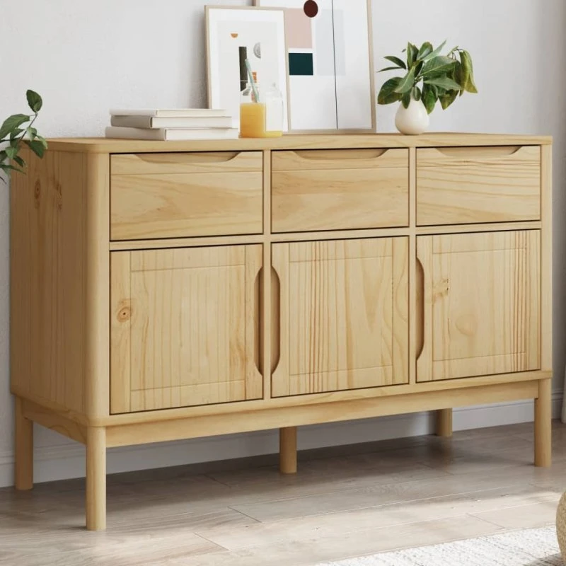 Floro Skænk i massivt fyrretræ - Grå - 114x43x74 cm