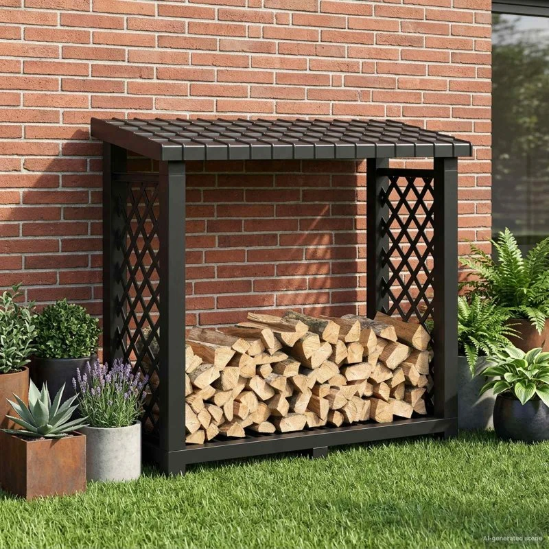 vidaXL Brændeholder 114 x 46 x 101 cm Antracit PP