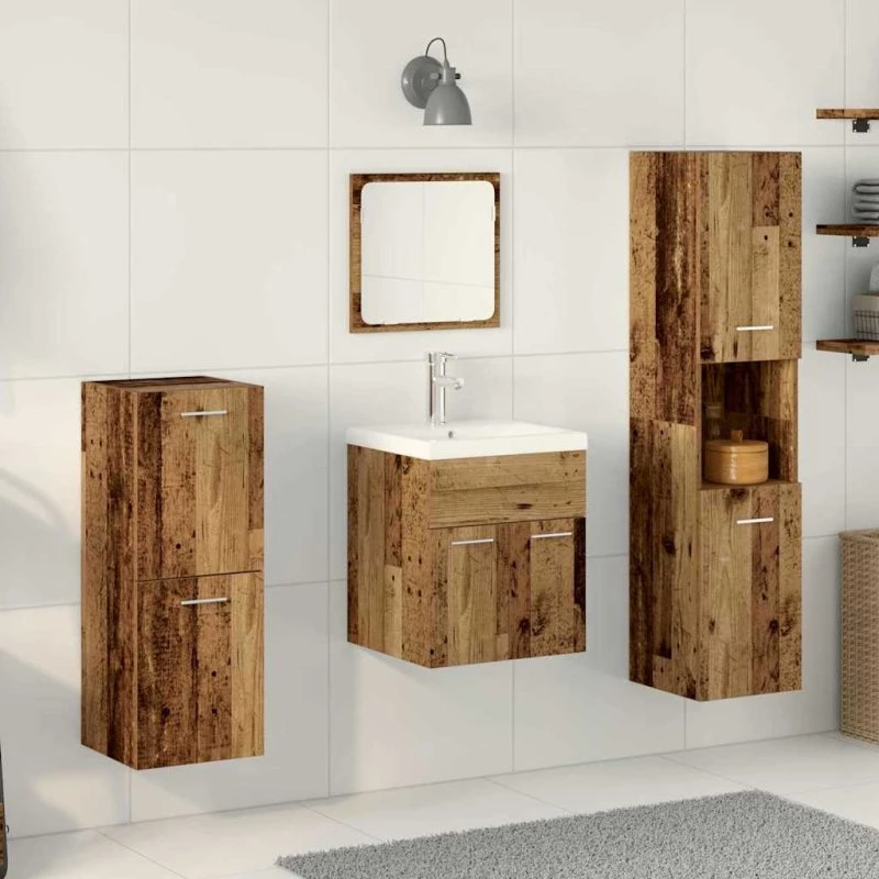 vidaXL Badeværelsesmøbel sæt 5 stk. Gammelt træ 41 x 38,5 x 46 cm