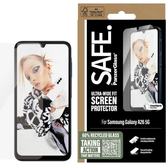 PanzerGlass SAFE. Skærmbeskytter til Samsung Galaxy A26 5G m. Aligner