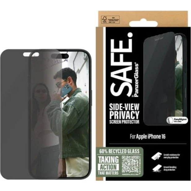 PanzerGlass SAFE. Privacy Ultra-Wide Fit til iPhone 16 & 15