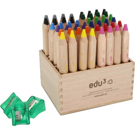 Edu First Farveblyanter og Voksfarvekridt, 48 stk., 12 cm