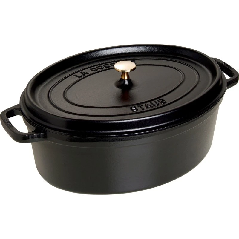 Staub La Cocotte oval støbejernsgryde, 8 liter, sort