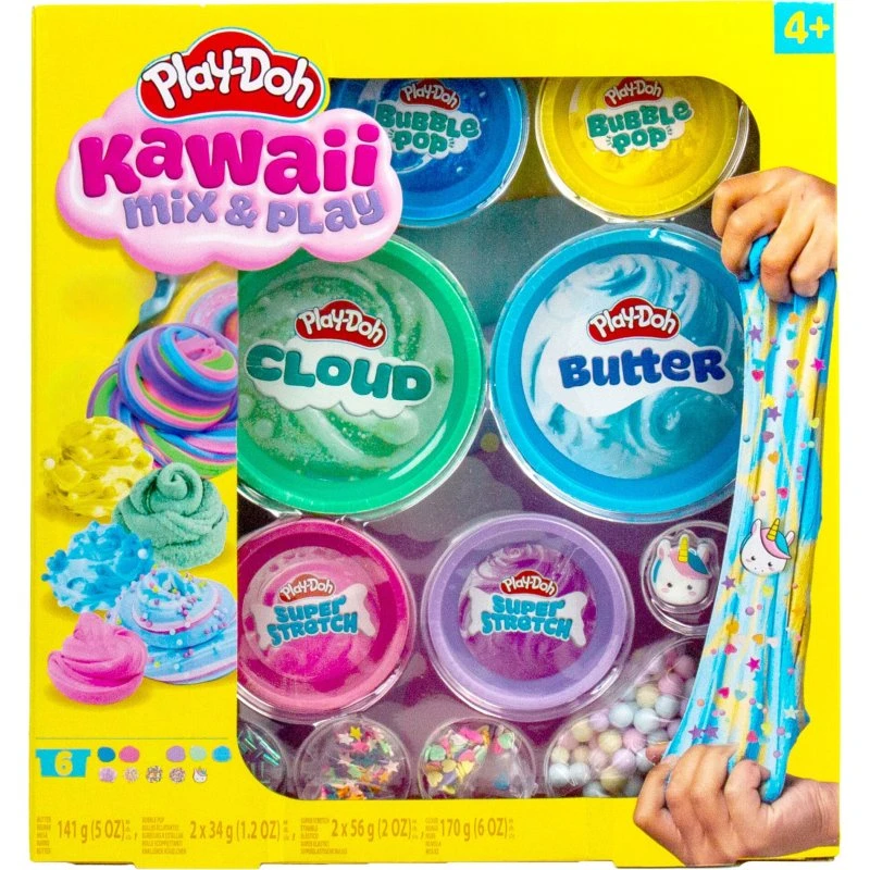 Play-Doh Kawaii Mix & Play Slime 6-pak med forskellige teksturer