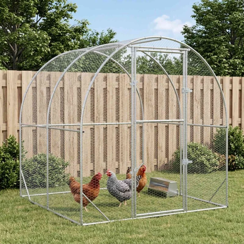vidaXL Kyllingehus Sølv 200 x 200 x 200 cm i galvaniseret stål