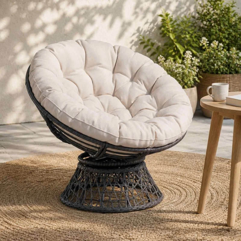 vidaXL VIANEN Papasan stolspude, Hvid, Ø 100 x 12 cm