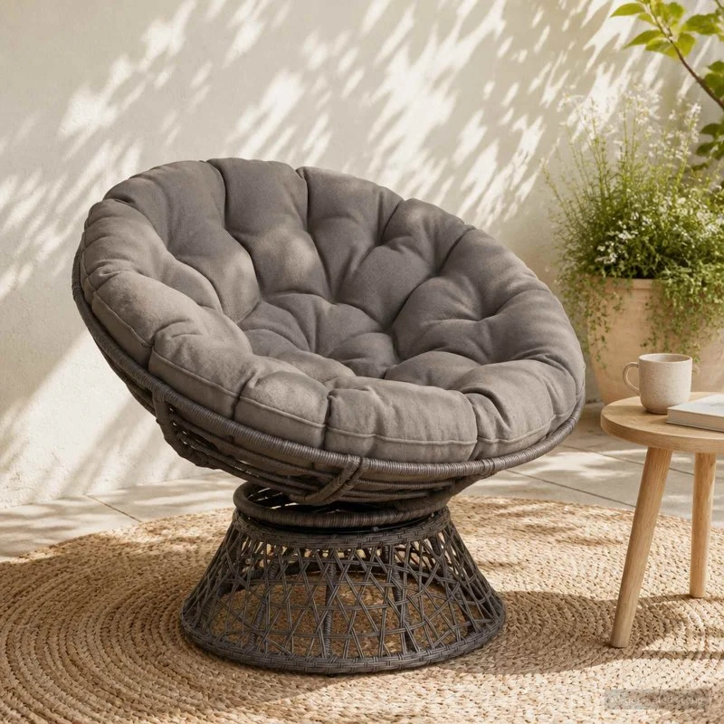 vidaXL Papasan stolspude VIANEN Grå Ø 120 x 12 cm