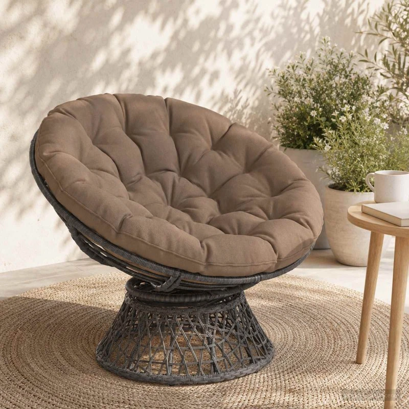 vidaXL VIANEN Papasan stolspude - Gråbrun - Ø 130 x 12 cm
