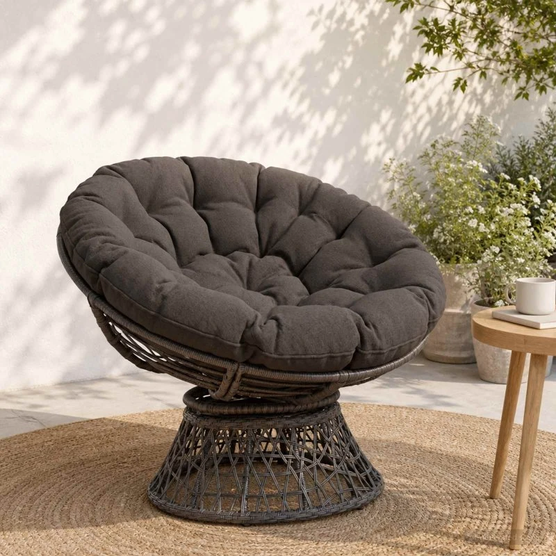 vidaXL Papasan stolspude VIANEN Antracit Ø 130 x 12 cm