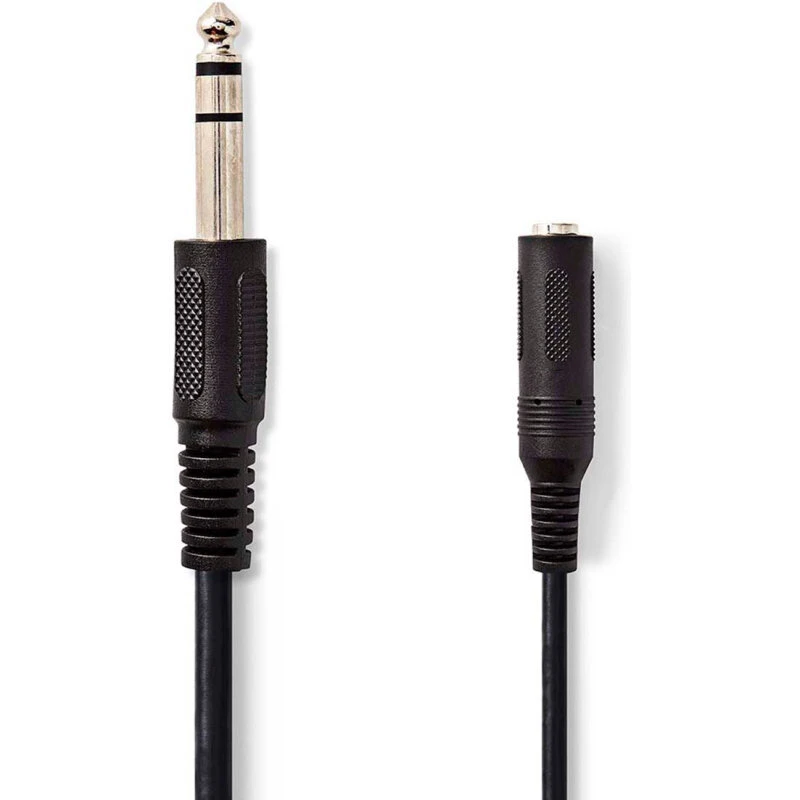 Nedis 6,35 mm Jack Stereo Forlængerkabel 5 m (Han/Hun) - Sort