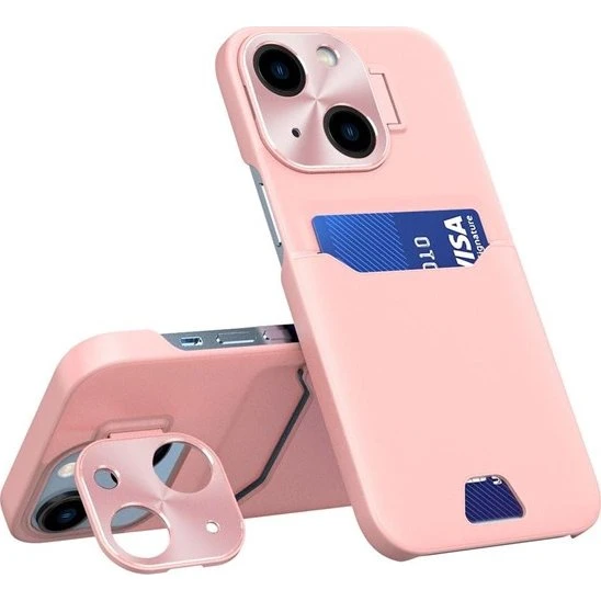 Hurtel Læderetui til iPhone 14 Plus med Wallet og Stand - Pink