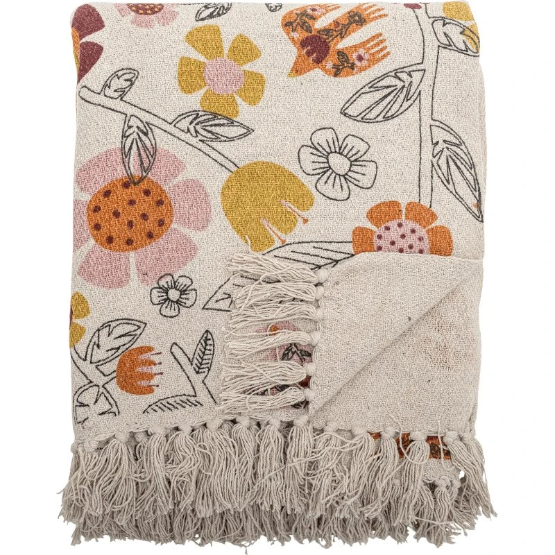 Bloomingville Vivielle Plaid 160x130 cm - Blomstret bomuld
