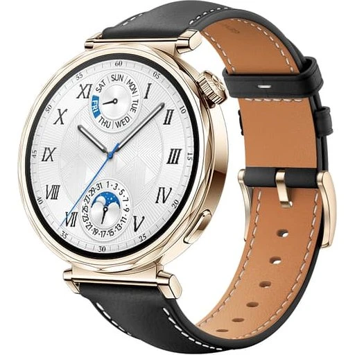 Huawei Watch GT5 Læderrem - 18mm Black + Gold