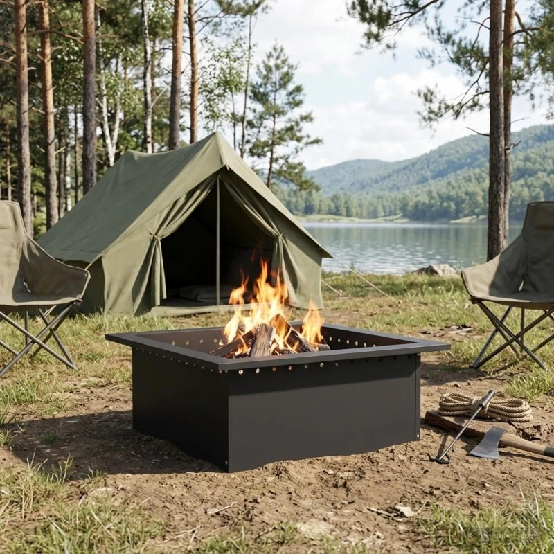 vidaXL Bålplade ring Sort 60 x 60 x 25 cm Stål