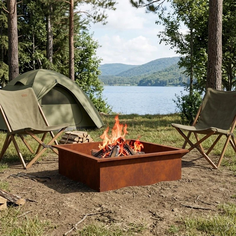 vidaXL Bålplade ring i Cortenstål 90 x 90 x 25 cm