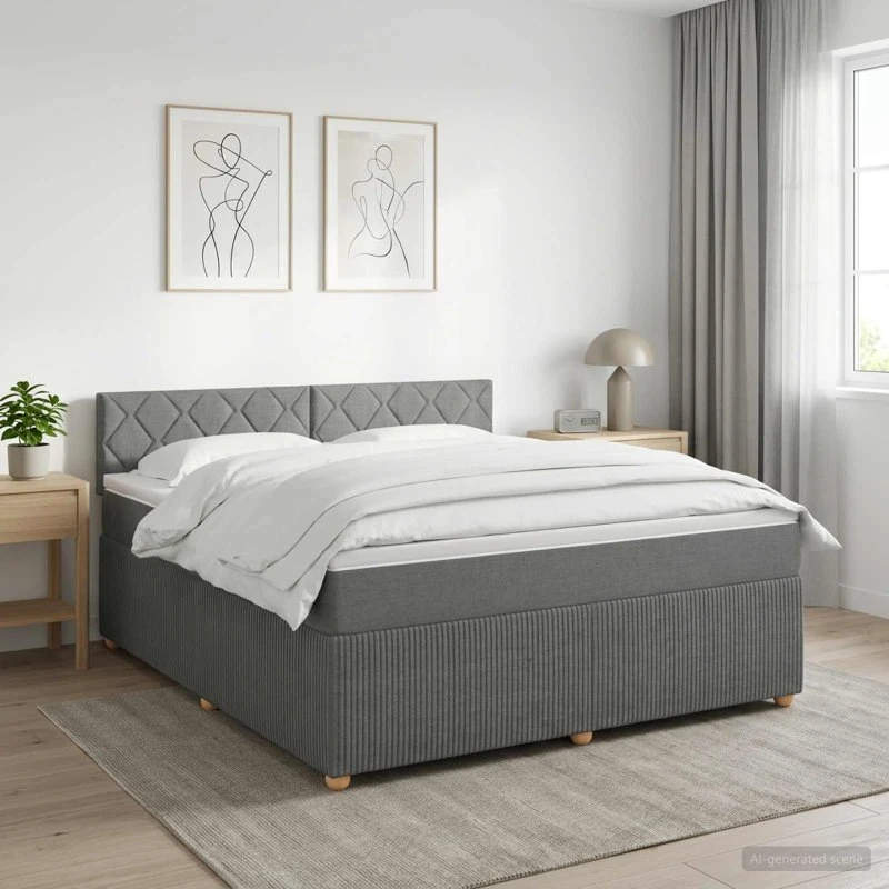 vidaXL Boxmadras med topmadras, Mørkegrå, 140 x 200 cm