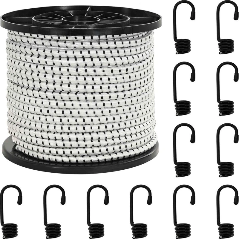 vidaXL Bungee Snore med Krog 10 mm - 10 m Sort og Hvid