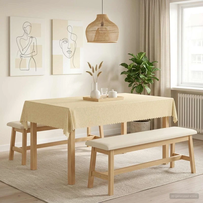 vidaXL Bordklæde 5 stk. Rektangulær Cremehvid 140 x 200 cm