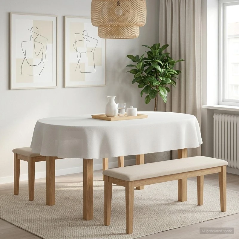 vidaXL Bordklæde 5 stk. Oval Hvid 160 x 220 cm