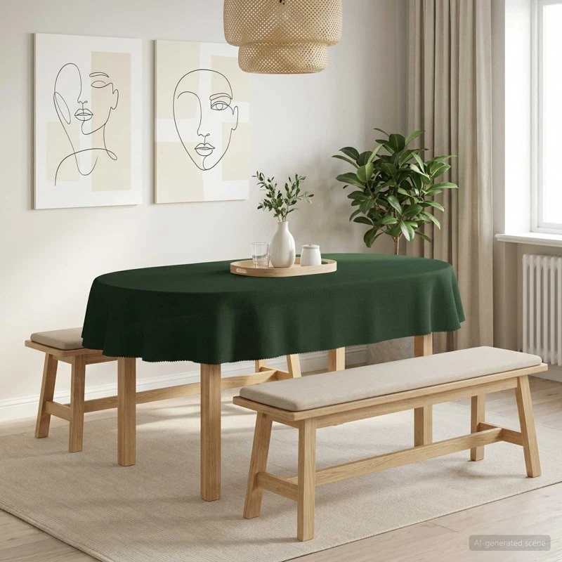 vidaXL Bordklæde 5 stk. Oval Mørkegrøn 160 x 220 cm