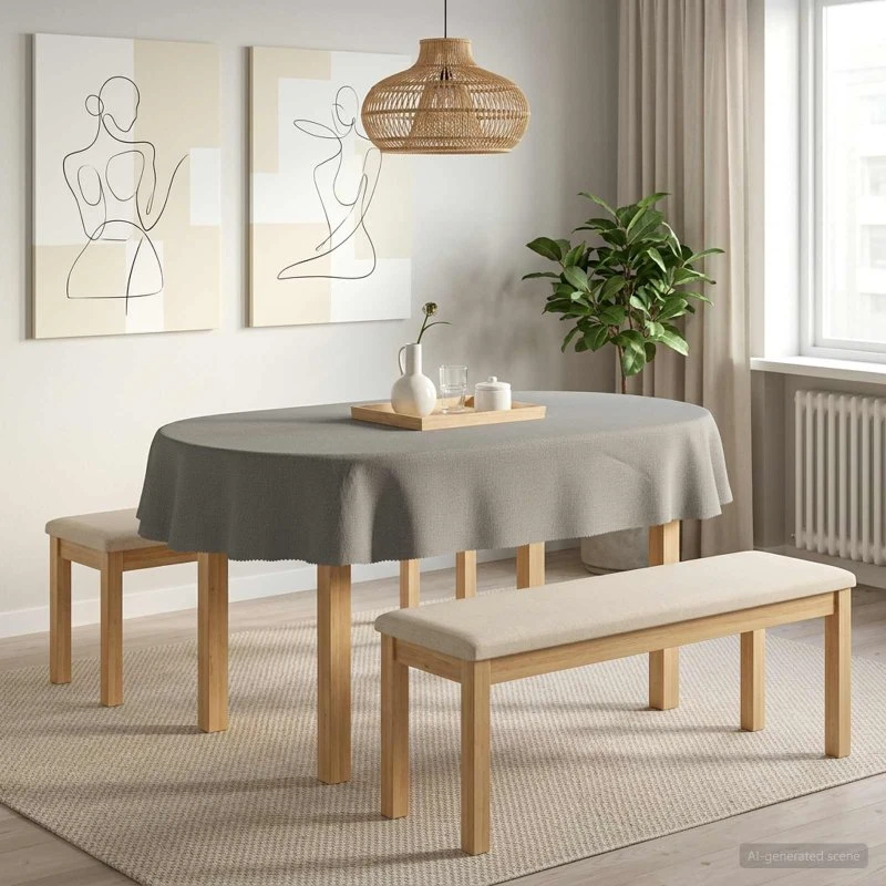 vidaXL Bordklæde 5 stk. Oval Lysegrå 130 x 220 cm