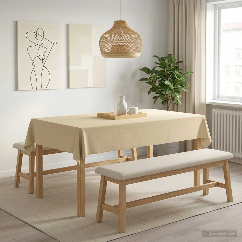 vidaXL Bordklæde 5 stk. Rektangulær Cremehvid 140 x 220 cm