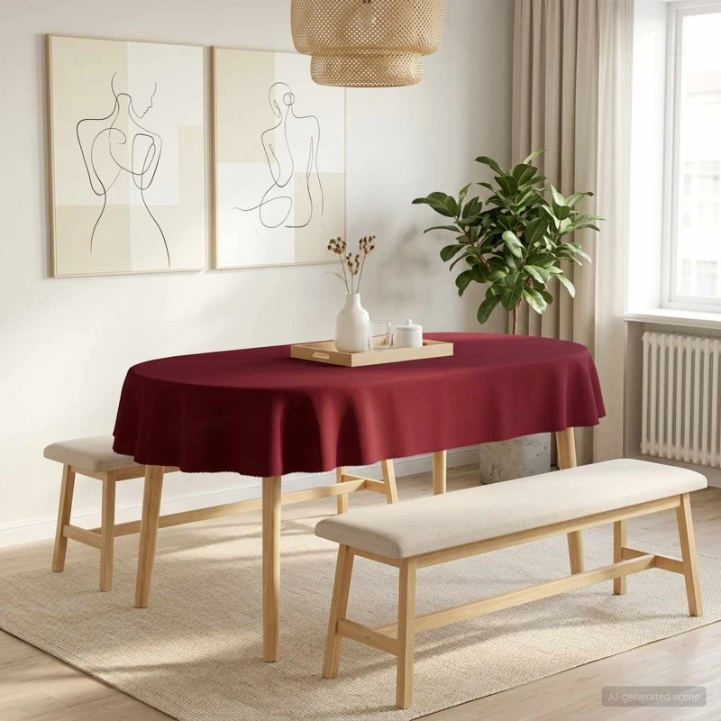 vidaXL Bordklæde 5 stk. Oval Vinrød 130 x 220 cm Polyester