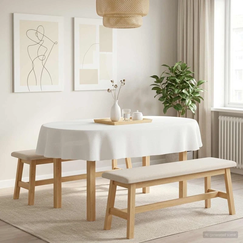vidaXL Bordklæde 5 stk. Oval Hvid 130 x 180 cm Polyester