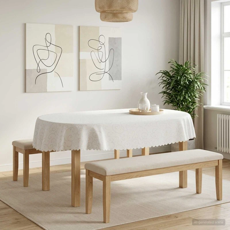 vidaXL Bordklæde Oval Hvid 130 x 180 cm
