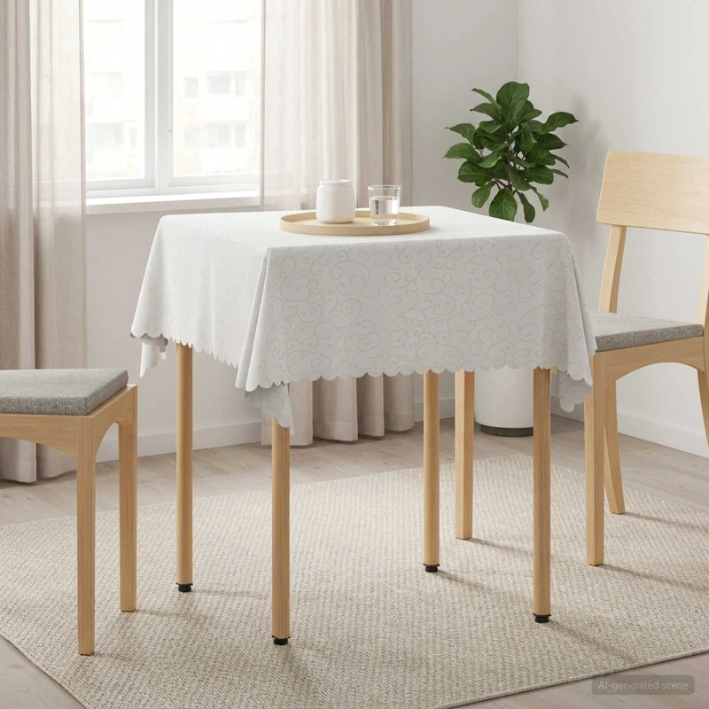 vidaXL Bordklæde Jacquard Hvid 110 x 110 cm