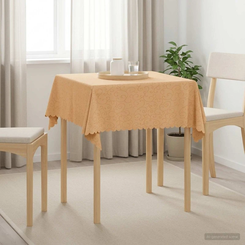 vidaXL Bordklæde Beige Jacquard 90 x 90 cm
