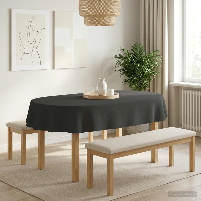 vidaXL Bordklæde Oval Mørkegrå 130 x 180 cm