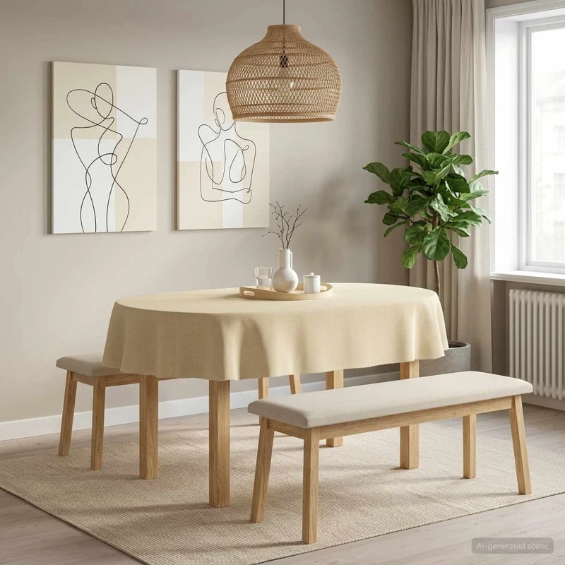 vidaXL Bordklæde Oval Cremehvid 130 x 180 cm