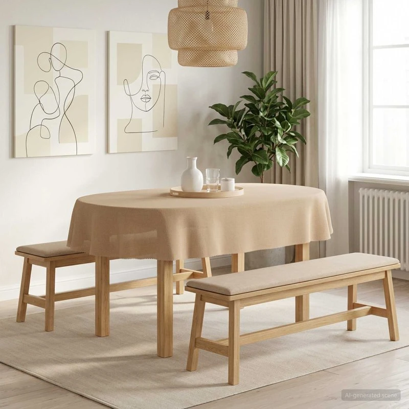 vidaXL Bordklæde Oval Beige 130 x 180 cm