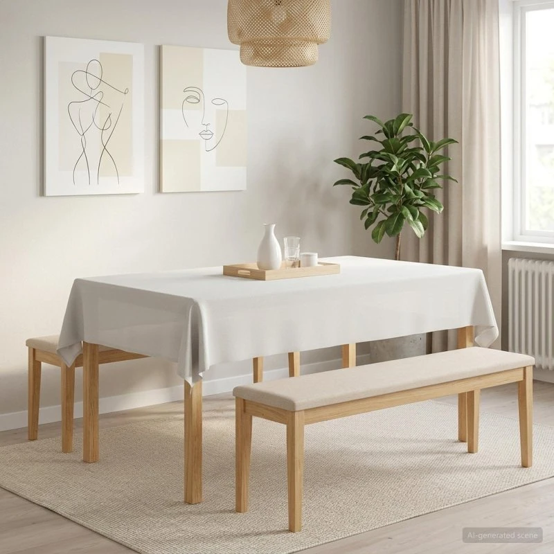 vidaXL Bordklæde Rektangulær Hvid 140 x 220 cm