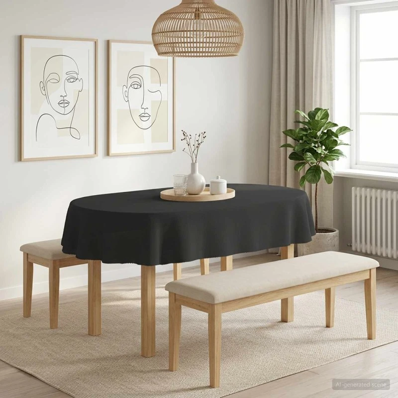 vidaXL Bordklæde Oval Mørkegrå 130 x 220 cm Polyester