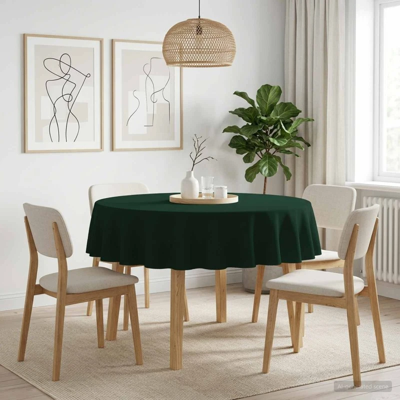 vidaXL Bordklæde Rund Mørkegrøn Ø 180 cm Polyester