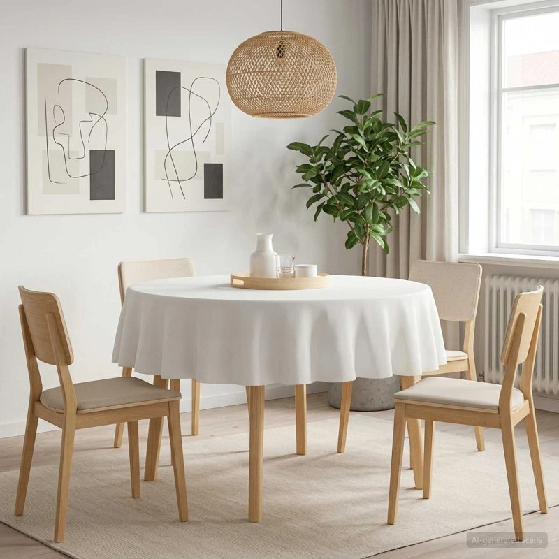 vidaXL Bordklæde Rund Hvid Ø 160 cm Polyester