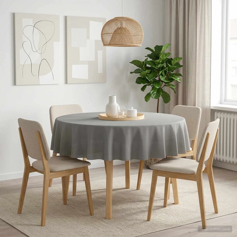 vidaXL Bordklæde Rund Lysegrå Ø 160 cm i Polyester