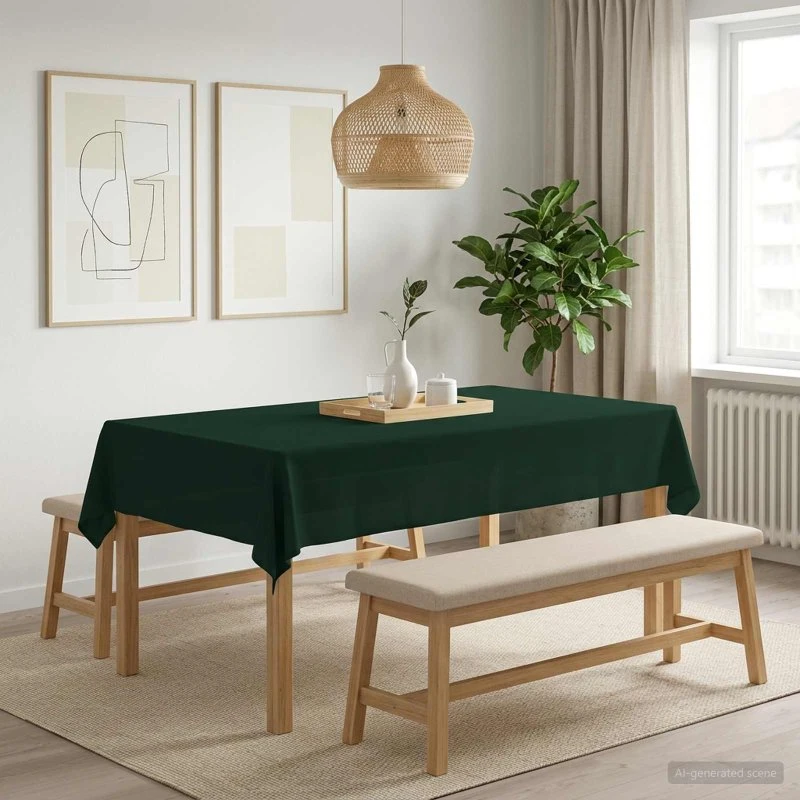 vidaXL Bordklæde Rektangulær Mørkegrøn 140 x 260 cm Polyester