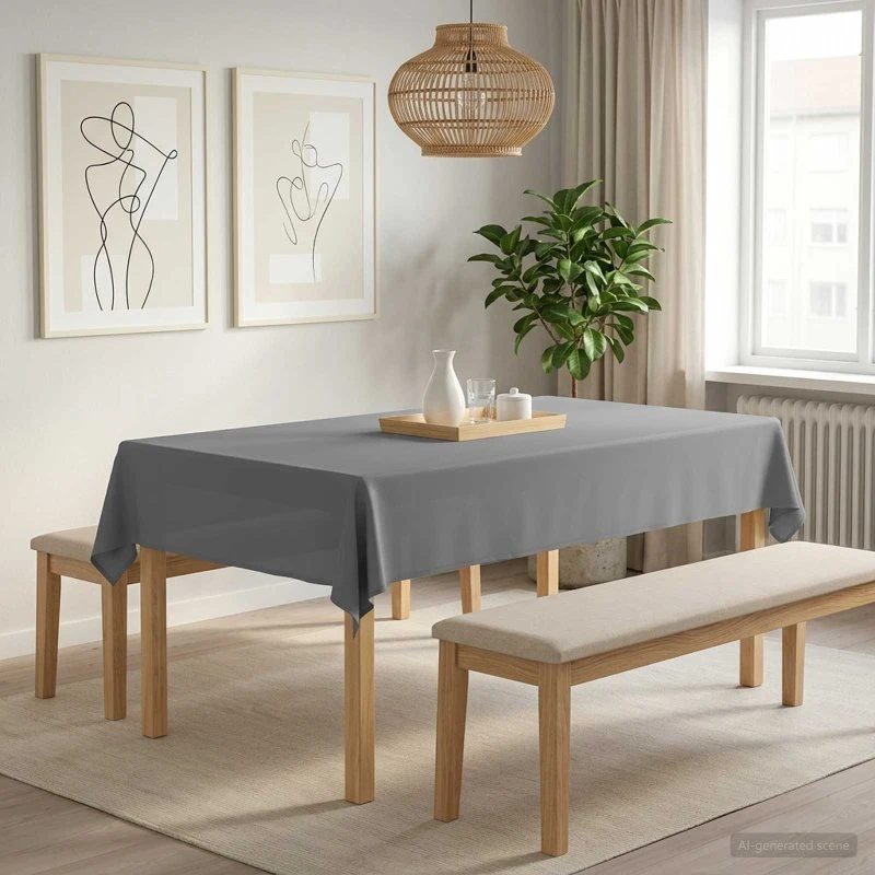 vidaXL Bordklæde Rektangulær Lysegrå 140 x 220 cm Polyester