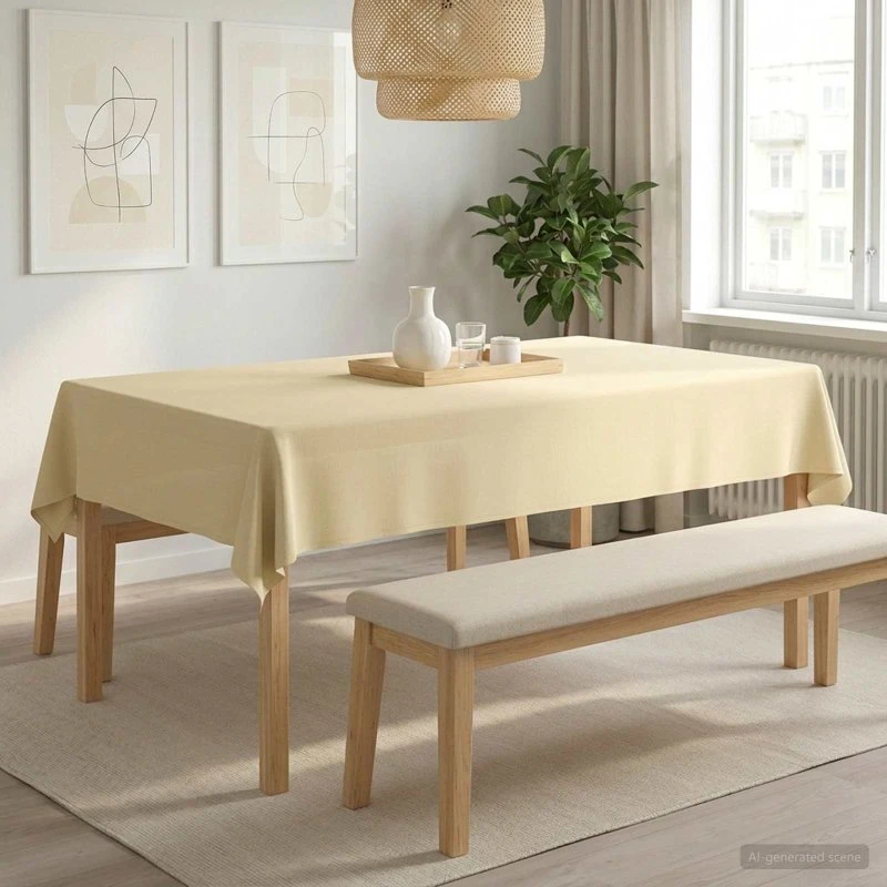 vidaXL Bordklæde Rektangulær Cremehvid 140 x 200 cm Polyester