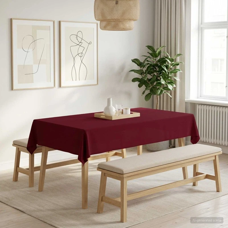 vidaXL Bordklæde Rektangulær Vinrød 140 x 220 cm Polyester