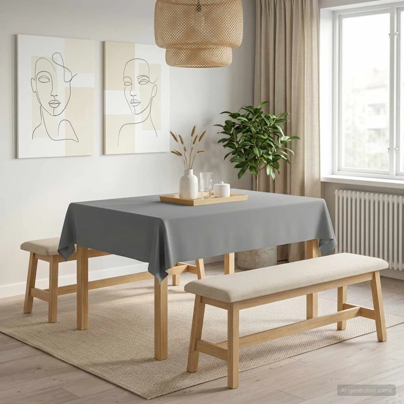 vidaXL Bordklæde Rektangulær Lysegrå 140 x 160 cm Polyester