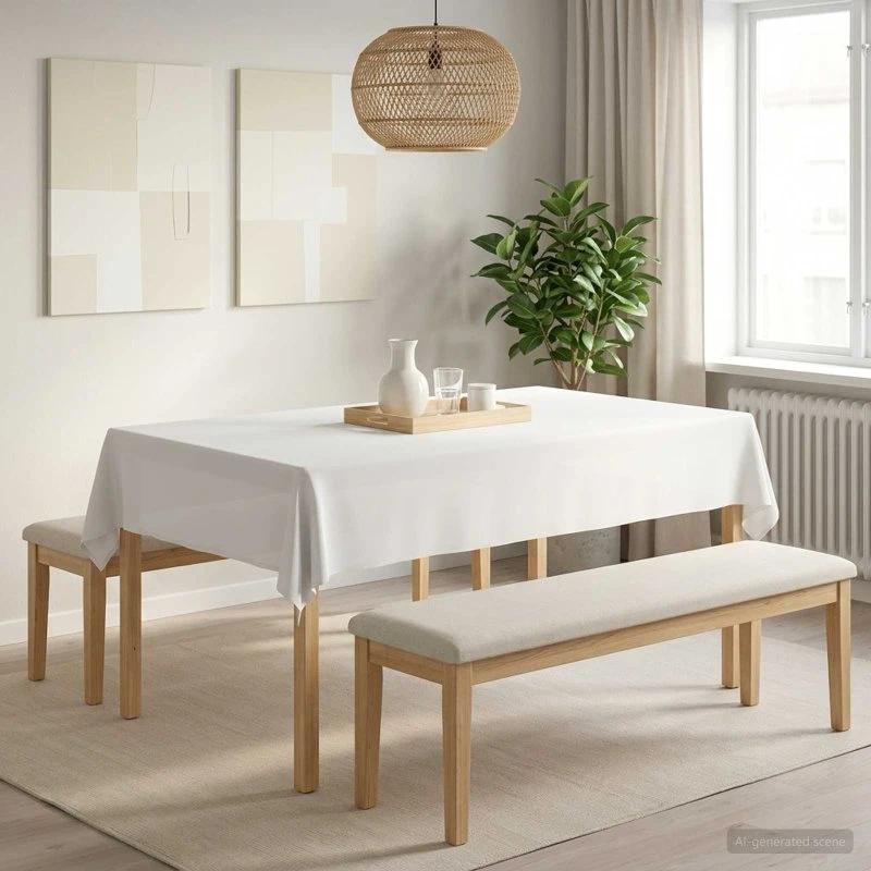 vidaXL Bordklæde Rektangulær Hvid 110 x 180 cm Polyester