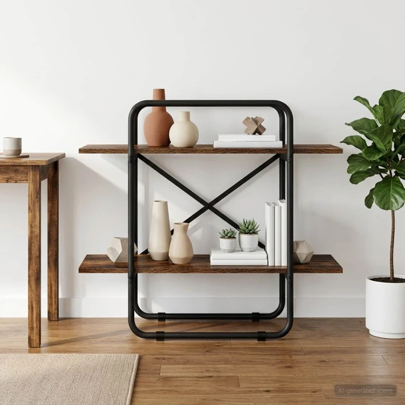 vidaXL Bogreol 2 niveauer 80x35x70 cm Røget eg