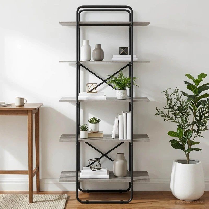 vidaXL Bogreol 5 niveauer 80 x 35 x 175,5 cm Grå Sonoma