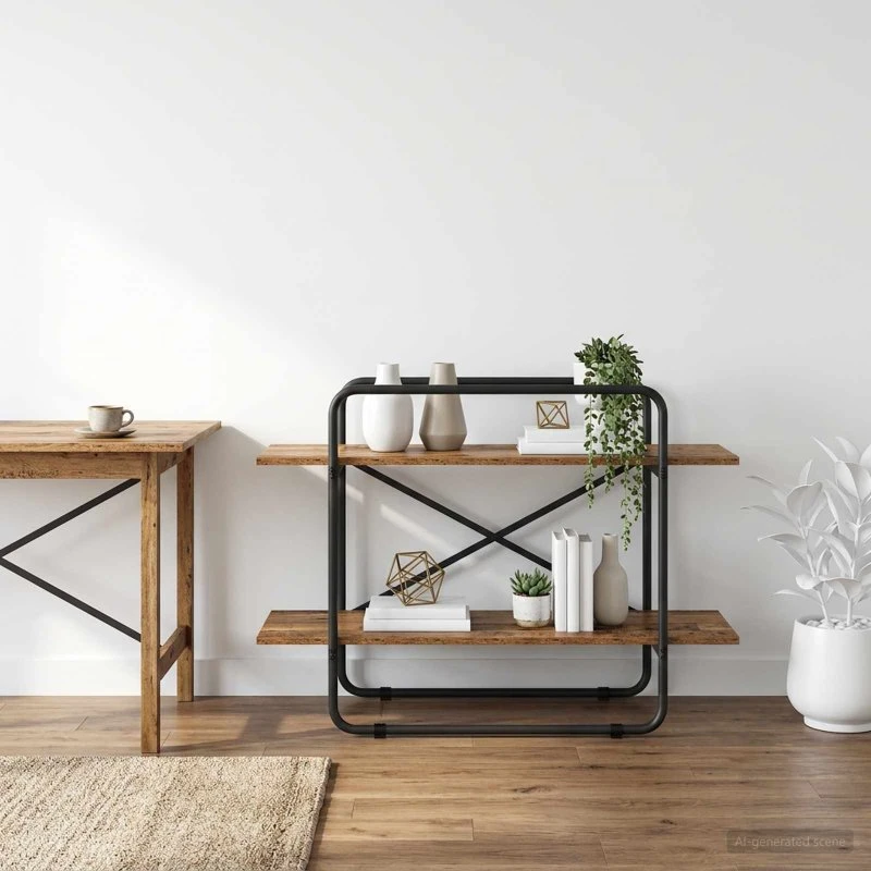 vidaXL Bogreol 2 niveauer 100x35x70 cm Egetræ