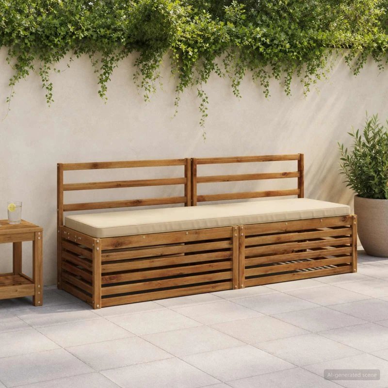 vidaXL VUGHT Bænkepude Beige 200 x 50 x 5 cm