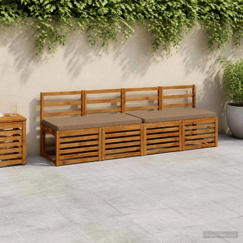 vidaXL VUGHT 2-delt bænkepude, 100% polyester, gråbrun